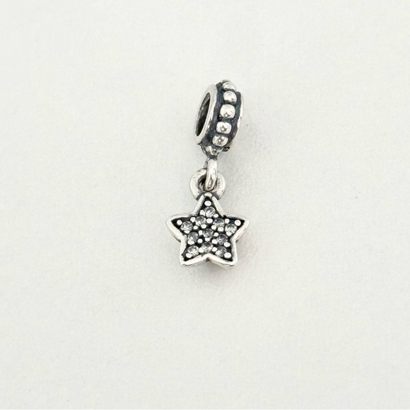 Pandora Clear CZ Pave Star Sparkly Rare Retired Dangle Charm - Picture 2 of 8